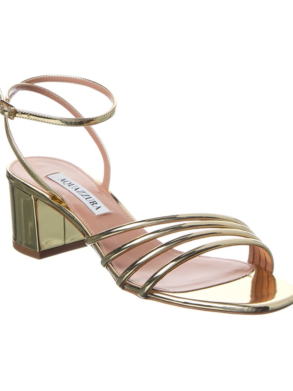 Aquazzura Latour Metallic Gold Strappy Heel Sandals Size 37.5 NEW Make an OFFER